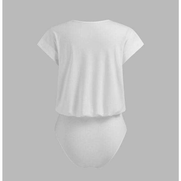 CIDER ROUND NECK WHITE SHORT SLEEVE BODYSUIT PLUS SIZE 1XL NWT - Picture 4 of 6